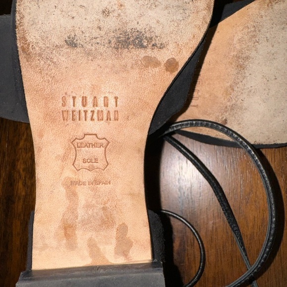 Stuart Weitzman Black Suede Lace Up Flats Size 4 - Picture 4 of 4